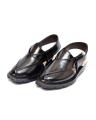 Premium Quality Jet Black Kheri Genuine Leather Double Tire - Shoes for Men M18. 