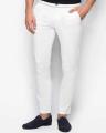 White Cotton Men Slim Fit Chinos. 