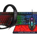RGB 4 in 1 Gaming Combo – Backlit Ergonomic Keyboard Mechanical Feel, RGB Mouse, Gaming Headset & Mouse Pad for PC & Laptop. 