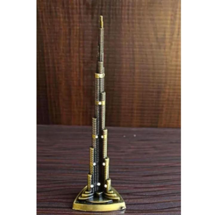 Burj Khalifa Metal Tower Model For Home & Office Decoration - Antique Golden With Diamonds Embedded