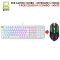 RGB Gaming Keyboard & Mouse Combo - 7 Colour Wired RGB Mouse and Keyboard Set - USB Wired Pack For PC & Laptop - White & Black. 