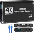 Capture Card Nintendo Switch, Video Capture Card, Game Capture Card 4K 1080P 60FPS, HDMI to USB 3.0 Capture Card for Streaming Work with PS4/PC/OBS/Camera. 