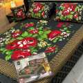 4PCs Super King Size Export Quality Crystal Cotton 3D Printed Green Double Bed Sheet Set.. 