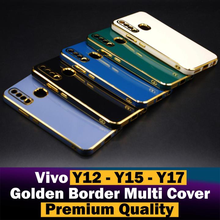 Vivo Y17 Back Cover Soft Multi Golden Border Camera Protection