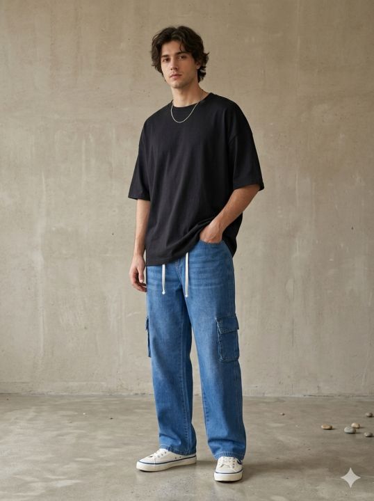 Men%E2%80%99s%20Mid%20Blue%20Baggy%20Loose%20Fit%20Jeans%20-%20Image%202