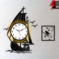 Gift City Presents Yatch Kashti Wooden Wall Clock with light for Night View. 