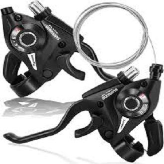 WAKE Bike Gear Shifter,Bicycle Brake Levers Shifter 3x7 21 Speed Shifter with Gear Indicator and V Brake Cable Left Right Brake Lever Shifter Set for Moutain Bike, Road Bike