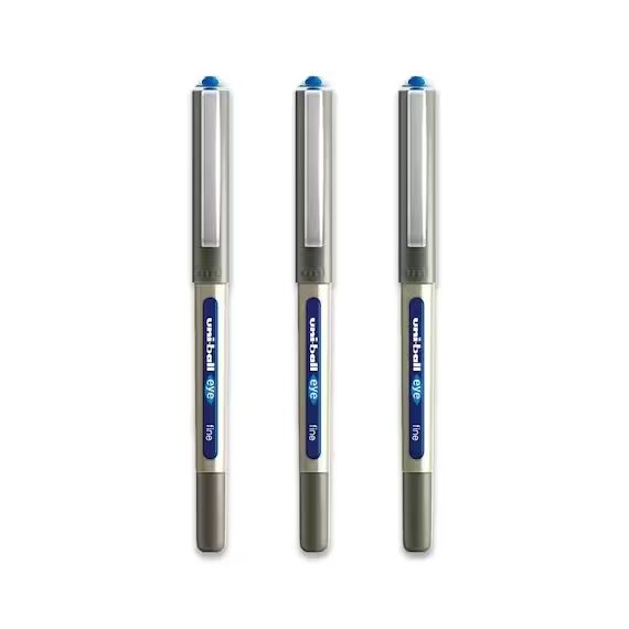 Uni-ball UB-157 Eye Fine Rollerball Pens, Blue Uni Super Ink, 0.7mm Nib, Pack of 3