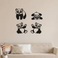 3D Wooden Wall Art 4 Pieces Wooden Panda Room Decoration Pair of Panda Wall Art Beautiful Wall Decor for Bedroom for Home and Shop - Wooden Wall Decor. 