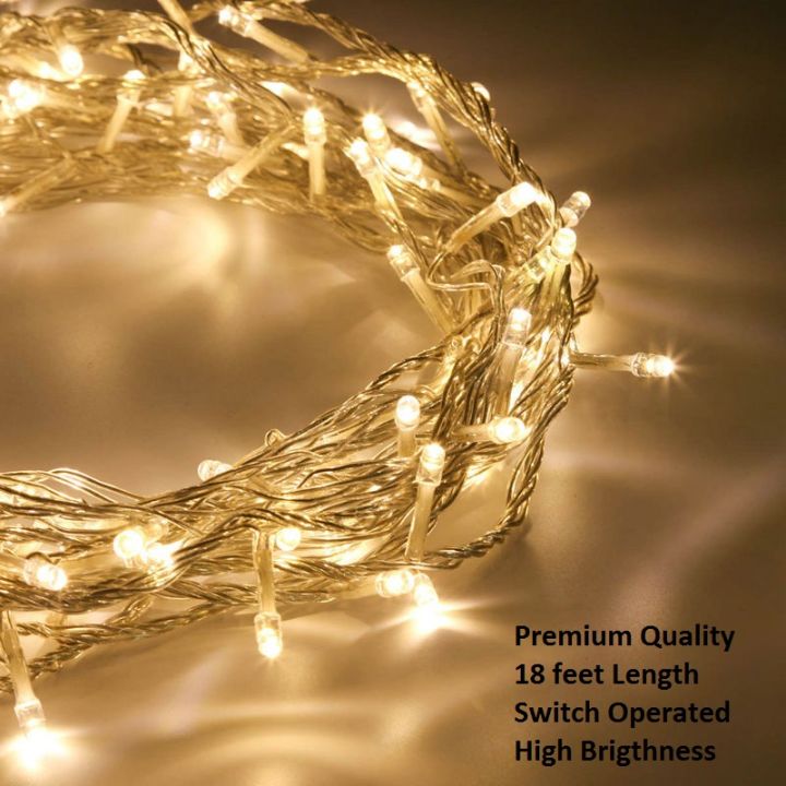 Good Quality 20 ft fancy Golden Yellow Fairy Light String Still - Ideal for Eid Milad Melad Mirror Ring Light Garden Wedding Birthday Party Christmas Home Decoration items Non LED