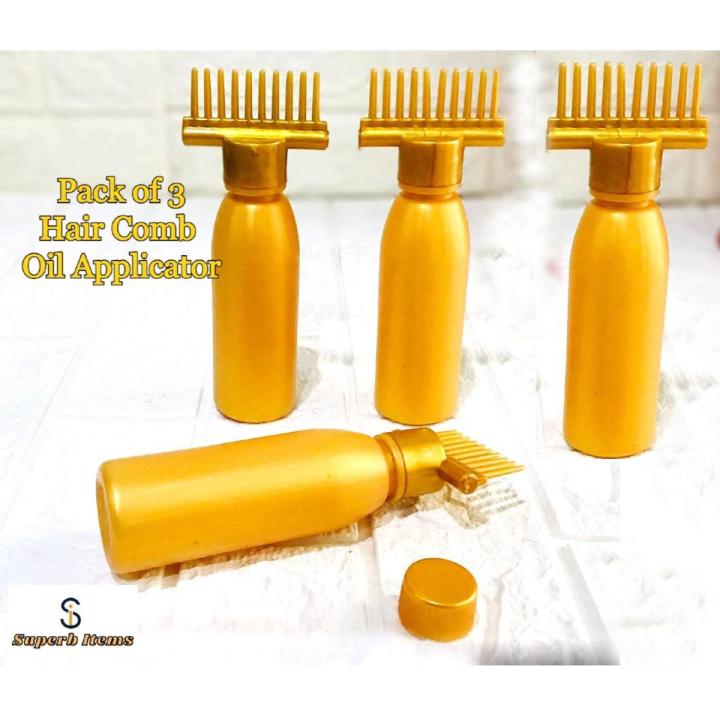 Hair Oil Applicator Comb Bottle 130ml (Pack of 3) Root Comb Applicator / Shampoo Hair Comb Bottle / Hair Coloring Dye Comb Multipurpose Hair Comb Applicator Bottle