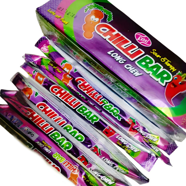 Chilli Bar Chew Sweet And Sour Authentic Brand Pack Of 24 Long Chew Toffes