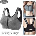 OIMG Women Sports Bra Front Zipper Closure Professional Anti Vibration Bra Padded Sports Bra Shockproof Sports Bra With Removable Pads For Workout Running Gym Exercise. 