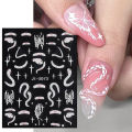 5D Relief White Snake Nails Stickers Spotted Serpent Embossed Butterfly Decals Halloween Manicure Nail Ideas Decoration Yao Store. 