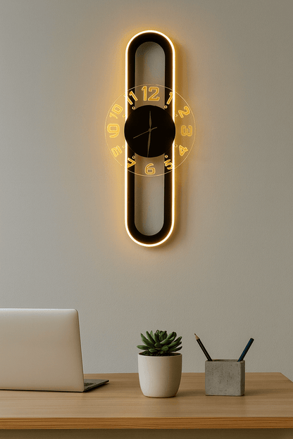 AuraClock 2-in-1 vertical and Horizontal clock Home and Office Wall ...