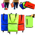Foldable Trolley Bag, 2-in-1 Folding Trolley, Reusable Multifunctional Shopping Bag With Wheels. 