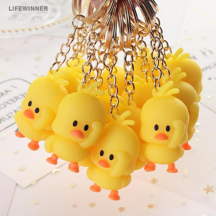 1/5PCS 2.5cm Little Yellow Keychain Cartoon Cute Key Ring Pendant Jewelry Gift