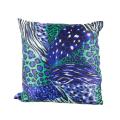 Printed Silk Cushion Cover  -  Cp-028 - Blue & Black. 