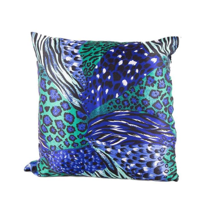 Printed Silk Cushion Cover  -  Cp-028 - Blue & Black
