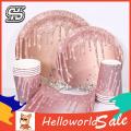 HelloWorld Dinnerware Set Food Grade Floral Plate Tissue Disposable Dinnerware. 