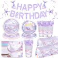 Mermaid Disposable Tableware Set Little Mermaid Paper Plates Cup Napkin Tablecloth Girl Mermaid Birthday Party Decoration. 
