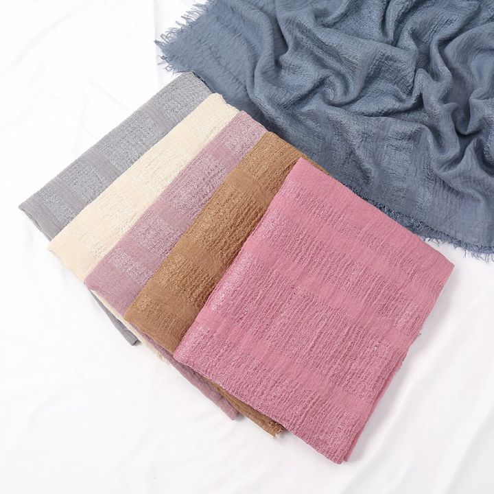 Women Muslim Crinkle Hijab Scarf Femme Musulman High Quality Cotton Headscarf Islamic Hijabs for Woman Long Shawls and Wraps
