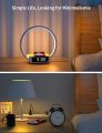 Amouhom Table Lamp, 18W Touch Lamp Alarm Clock with Wireless Charging Wake-Up Light, Digital Sonic 10W Max Qi Charger Nightstand Reading Lamps for Bedside, Reading, Home, Office. 