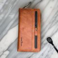 Fashion PU Leather Women Wallet with Double Zipper Card Slots ID Window and Tassel Pendant. 