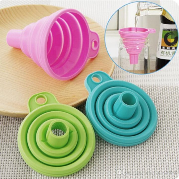 Small/Large Food Grade Silicone Folding Funnel Unnel Flexible Foldable Kitchen Funnel for Liquid Transfer Approved Kitchen Tools
