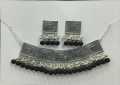 ANTIQUE SILVER & BLACK AFGHANI CHOKER WITH EARRINGS FOR ALL AGES WOMENS & GIRLS. 