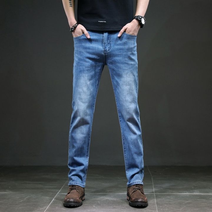 Jeans-Men-Fashion-Blue-Regular-Fit-Spring-Business-Casual-Denim
