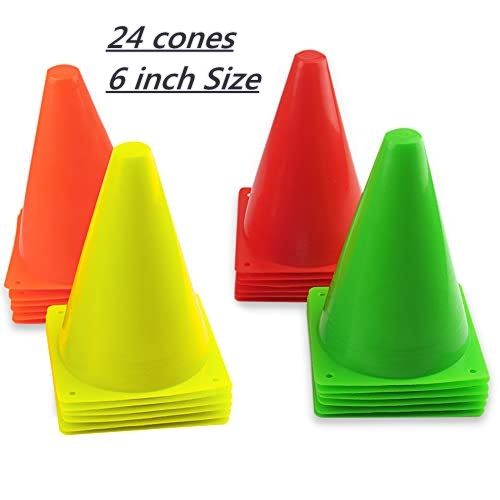 6 Inch Cone Marker Set, Marker Plastic Cones (Set of 24)