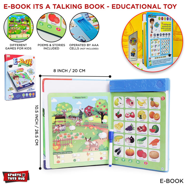 English Learning & Education E Book For Toddlers & Kids, Electronic Educational Books For Early Age Mind Development School Preparation Preschool & Home Schooling Learning Toy, Its A Talking Book, Best Toy Kindle Ebook Gift For Children Boys & Girls