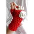 Women Winter Warm Fingerless Thumbhole Crochet Gloves. 