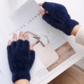 BIN-B Half Finger Gloves for Girls, Plush Fingerless Gloves in Multicolor | Good Quality & Warm Material | Women Lovely Winter Fingerless Thicken Warm Gloves-Girls Fashion Screen Fingerless Trendy woolen Gloves. 