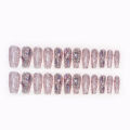 24Pcs Long False Nails Glitter Diamond Design Press on Nails Tips Nails Performance Festival Acrylic Artificial Wearable. 