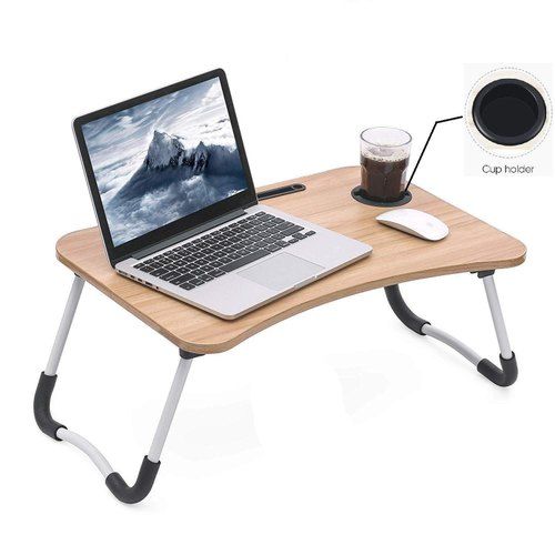 Laptop and study folding Table multipurpose .75 inches thick wood gaming table indoor outdoor wooden material breakfast foldable table with cup holder tablet stand notebook stand E-Laptop bed use