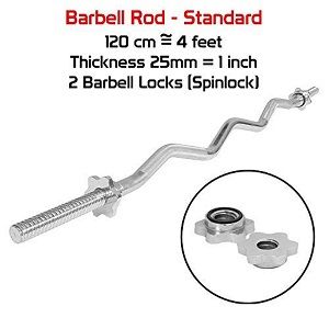 Barbell Zigzag W CURL  Sports Exercise Curl in 1 inch Diameter -FITNESSCLUB419