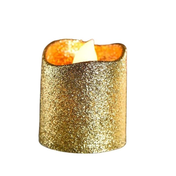 Glitter Led Candles Battery Operated 2 INCH Candle (GOLDEN) 2 PCS