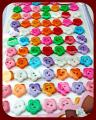77 Pieces Of Flower Shape Sticky Colorful Fancy Buttons. 