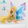Green Home Luminous Sticker Smooth Cartoon Mermaid Luminous Wall Sticker. 