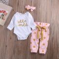 Infant Newborn Baby Girls HELLO WORLD Romper Tops+Pants Bodysuit Clothes Outfits. 