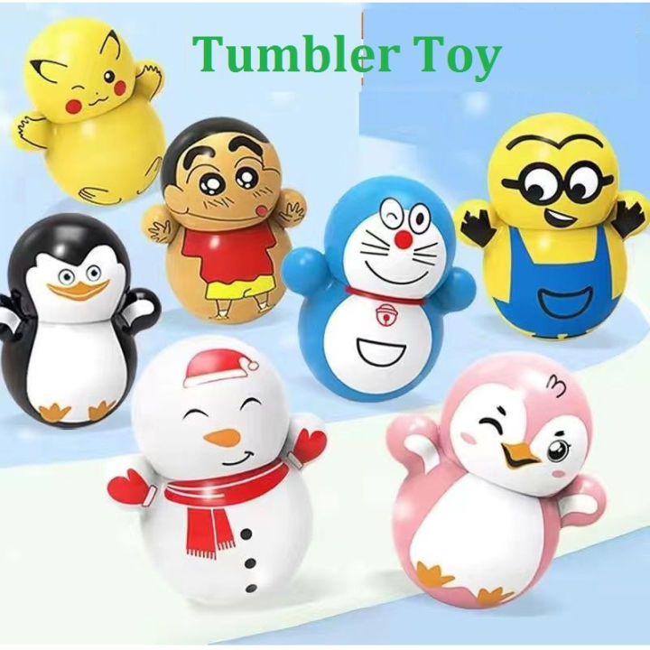 12 pcs - Tumbler Toy Mini Blue Fat Man Small Ornaments Small Gifts Roly-poly sensory fidget toys Shaking fidget doll (Multiple packs)