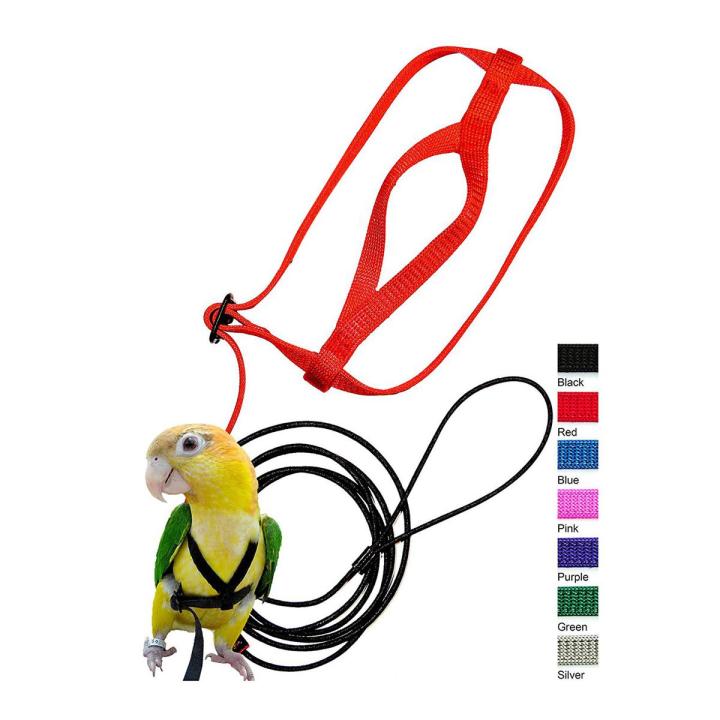 Pet Bird Harness and Leash,Adjustable Parrot Bird Harness Leash - Pet Anti-Bite Training Rope Outdoor Flying Harness and Leash(P)
