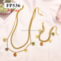Fashion brand designer jewelry set hollow four-leaf clover stainless steel bracelet gold-plated necklace for women. 