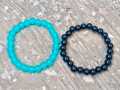 8MM SKY BLUE CRYSTAL BEADS COUPLE BRACLET-UNIQUE HAND MADE-BEADES BRACLET FOR MEN- BEADS BRACLETS FOR WOMEN-sky-blue beads-black beads-beads for jewelry-crystal beads-charming pearl beads bracelet-natural stone bracelet-natural gemstone bracelets-. 