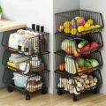 5 Tier Metal Wire Basket Kitchen Rotating Trolley Portable Storage Rack  for Fruits & Vegetable Onion Cutlery, Spice,Jars organizer. 