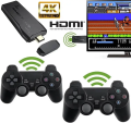 ORIGINAL M8 Plus Wireless Retro Game Console | Plug and Play Video Game Stick | Built in 20000+ Games | 9 Classic Emulators | 4K High Definition HDMI Output for TV with Dual 2.4G Wireless Controllers (64 GB Memory Card). 