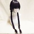 Wednesday Addams Cosplay Costume Black Short Sleeve Ball Dress Outfits for Women Kids Halloween Evening Party Roleplay wigs. 