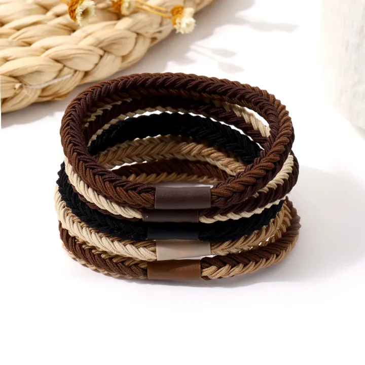 Head Rope Set 5PCS Korean simple high tie ponytail head rope thick twist high elastic ...